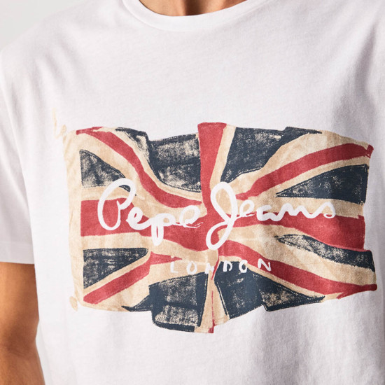 Pepe Jeans Ανδρική κοντομάνικη μπλούζα Flag Logo N Waving Flag T-Shirt